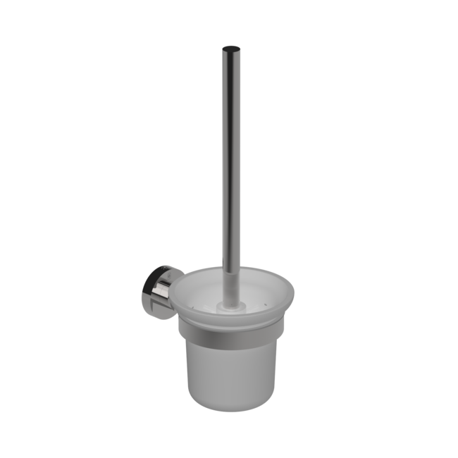 Contemporary Stainless Steel Toilet Brush with Glass Pot F22-507-00