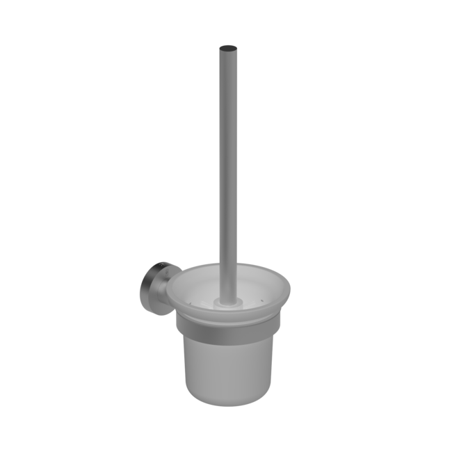 Contemporary Stainless Steel Toilet Brush with Glass Pot F22-507-00