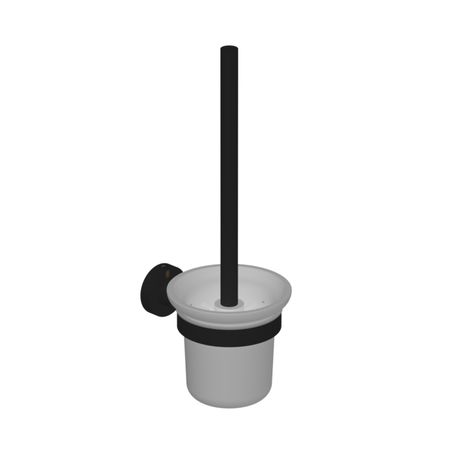 Contemporary Stainless Steel Toilet Brush with Glass Pot F22-507-00