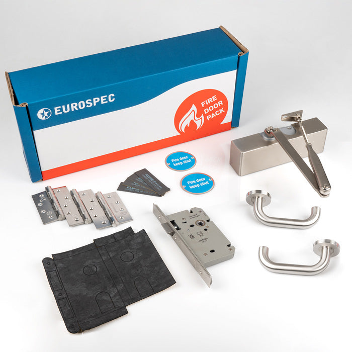 Eurospec Commercial Fire Door Pack - Lever Din Latch FDPC4