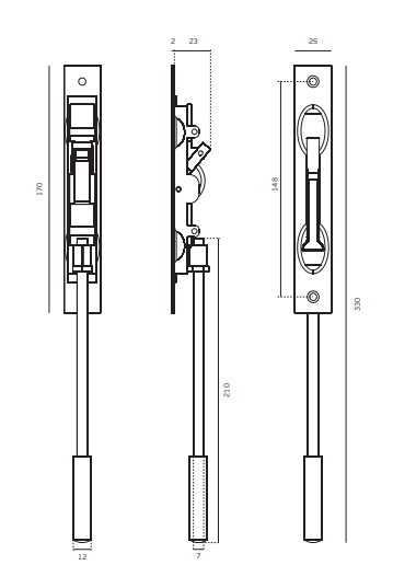 JNF Flush Bolt Profile with Folding Lever IN.17.618