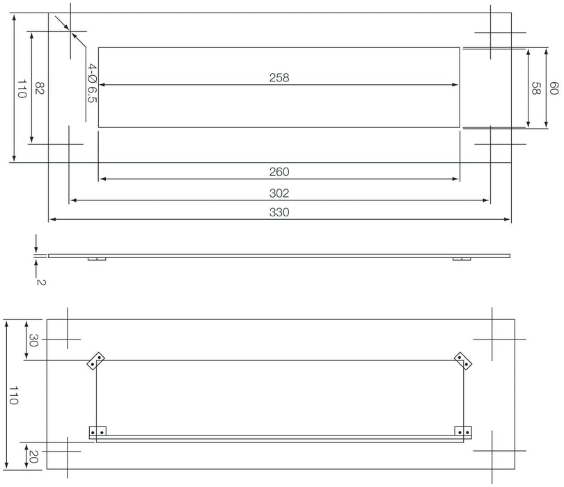 Bary Inner Tidy IT1 330x101x2.5mm Aperture 250x50mm