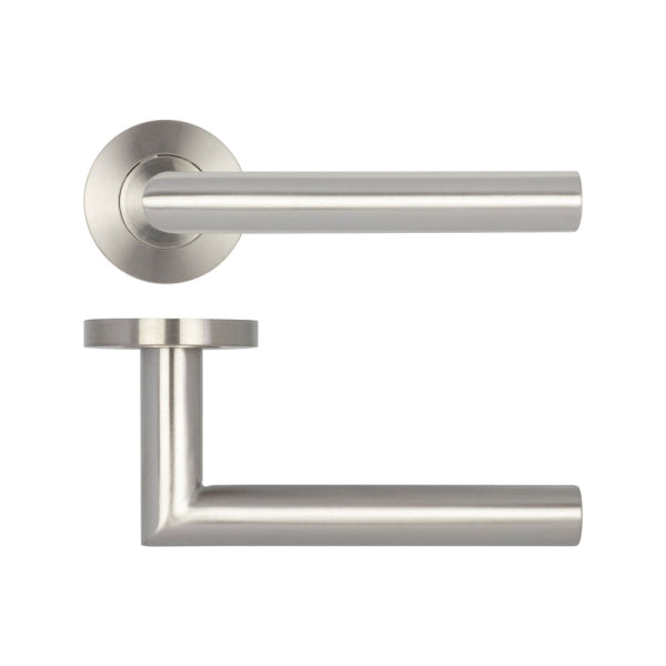 Frelan Hardware Julian Door Handle on Rose Grade 201 SSS JSS204