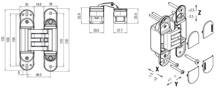 Krona Koblenz Kubica Hybrid Adjustable Concealed Multiaxial Hinges K6360.38