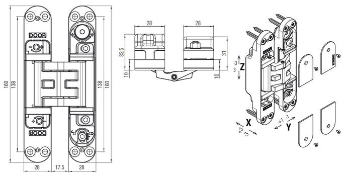 Krona Koblenz Kubica Adjustable Concealed Multiaxial Hinges K5080