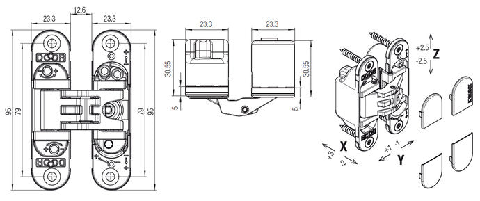 Krona Koblenz Kubica Adjustable Concealed Multiaxial Hinges K6200
