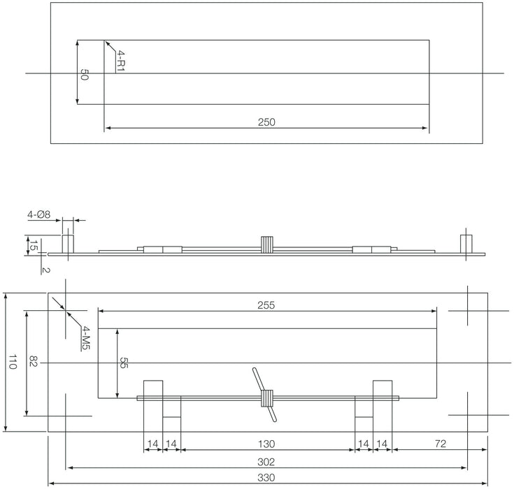 Bary External Letter Plate 330x101x2.5mm Aperture 260x60mm
