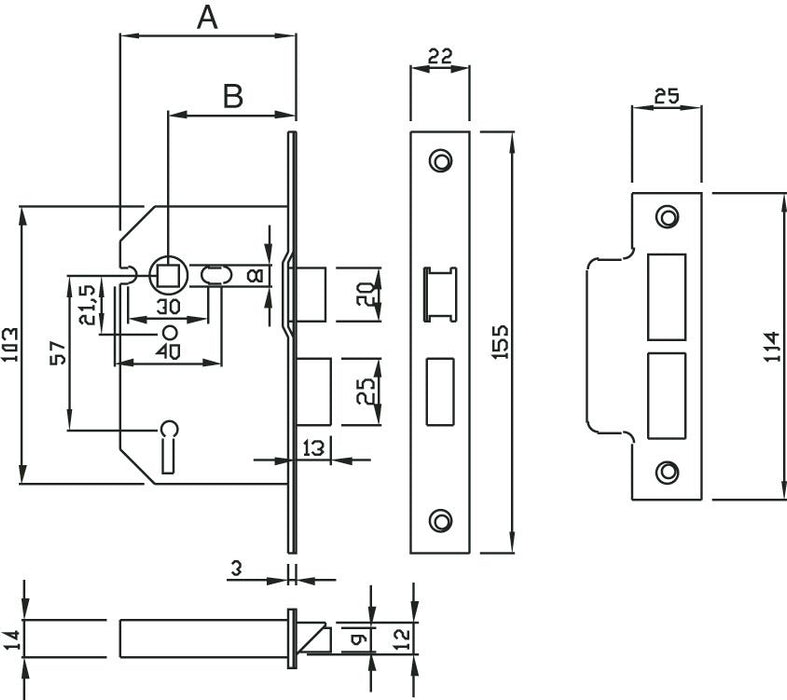 GRIDLOCK Mortice 3 Lever Sash Lock