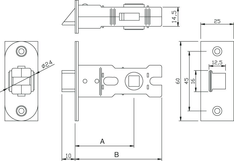 GRIDLOCK Mortice Tubular Latch G1